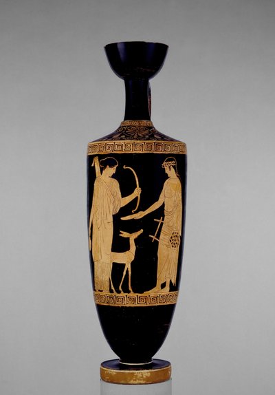 Attic Red-Figure Lekythos Decorated with Apollo and Artemis with a Deer, 5th Century BC by Greek